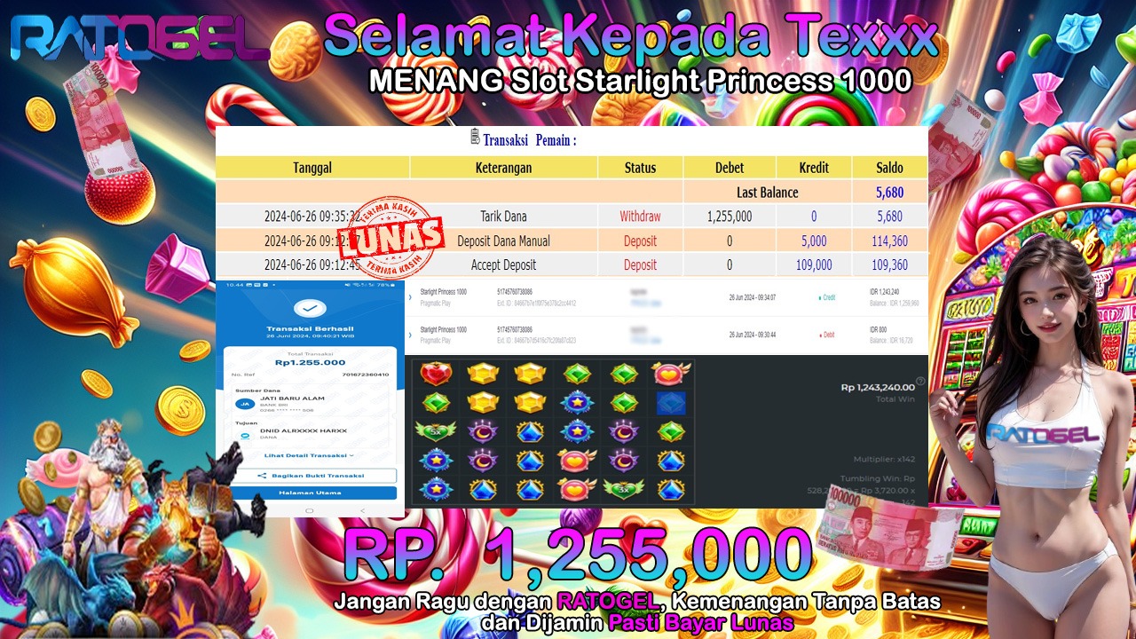 BUKTI JACKPOT SLOT STARLIGHT PRINCESS 1000 TERPERCAYA DI INDONESIA TGL 26-06-2024