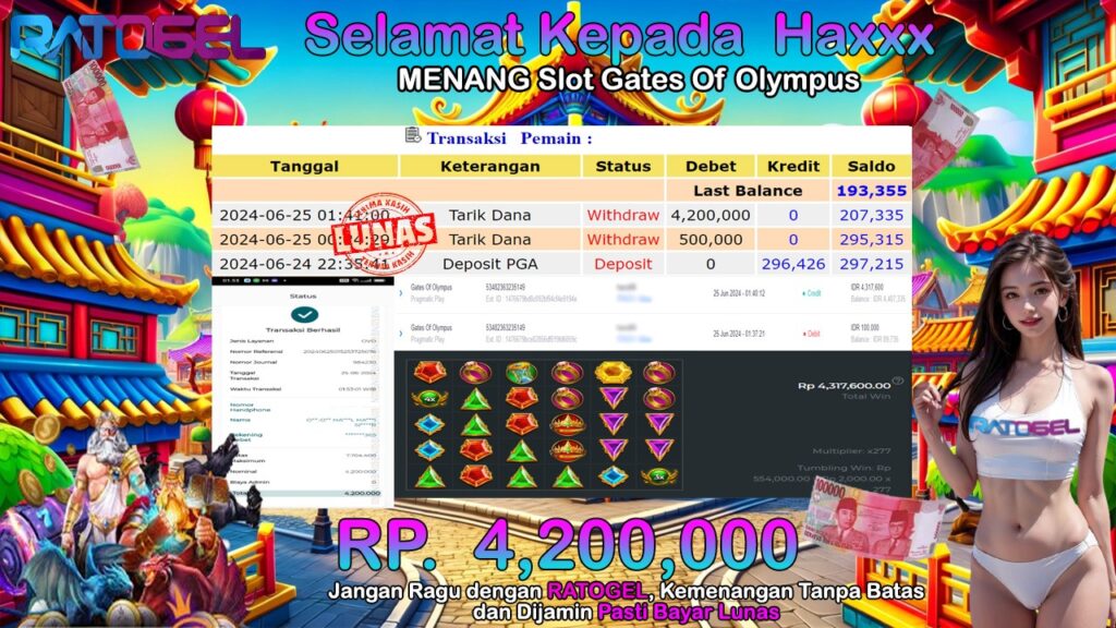 BUKTI JACKPOT SLOT GATES OF OLYMPUS TERPERCAYA DI INDONESIA TGL 25-06-2024