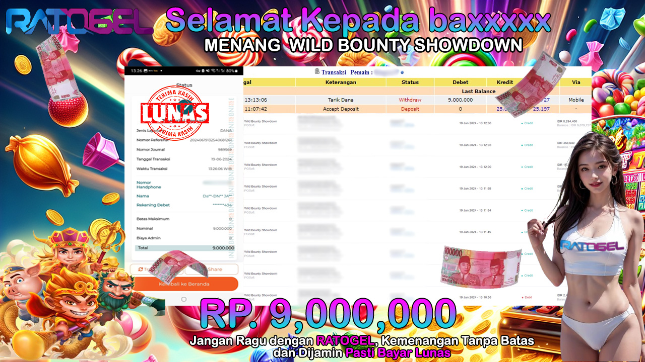 BUKTI JACKPOT SLOT WILD BOUNTY SHOWDOWN TERPERCAYA DI INDONESIA TGL 19-06-2024