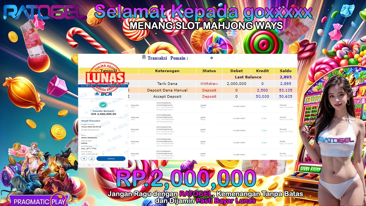 BUKTI JACKPOT SLOT MAHJONG WAYS TERPERCAYA DI INDONESIA TGL 10-07-2024