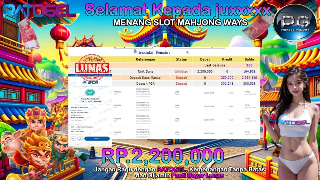 BUKTI JACKPOT SLOT MAHJONG WAYS TERPERCAYA DI INDONESIA TGL 12-07-2024