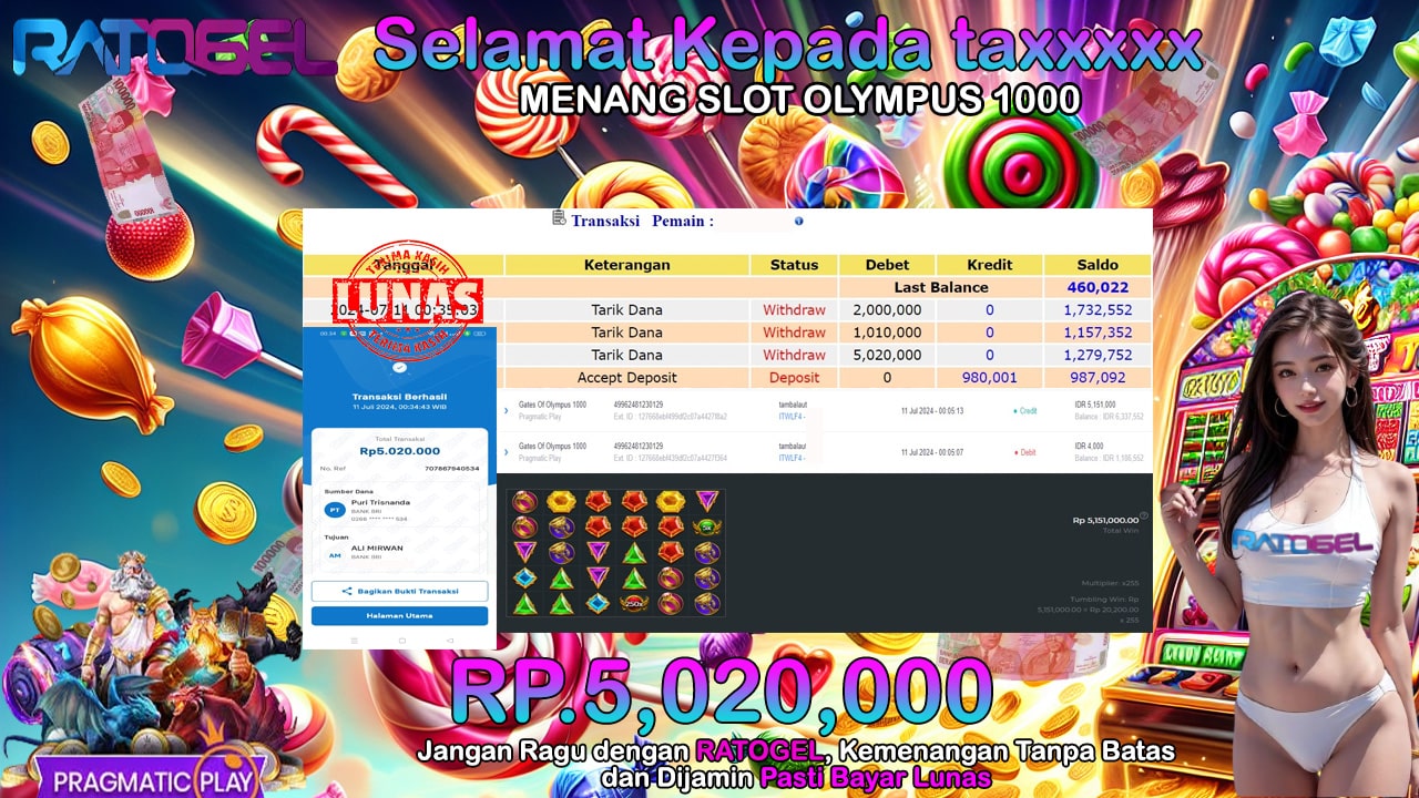 BUKTI JACKPOT SLOT GATES OF OLYMPUS 1000 TERPERCAYA DI INDONESIA TGL 11-07-2024