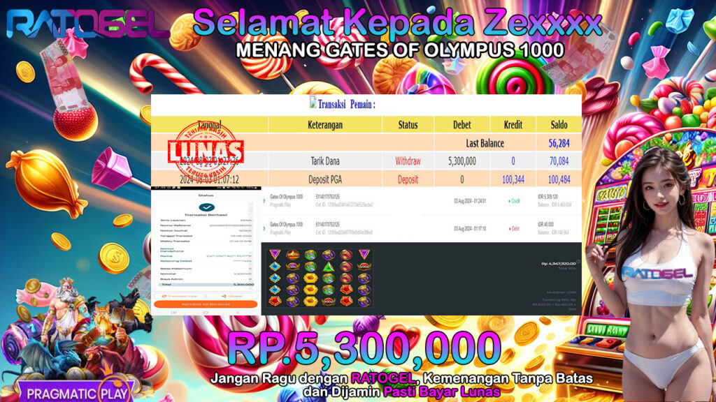 BUKTI JACKPOT SLOT GATES OF OLYMPUS 1000 TERPERCAYA DI INDONESIA TGL 03-08-2024