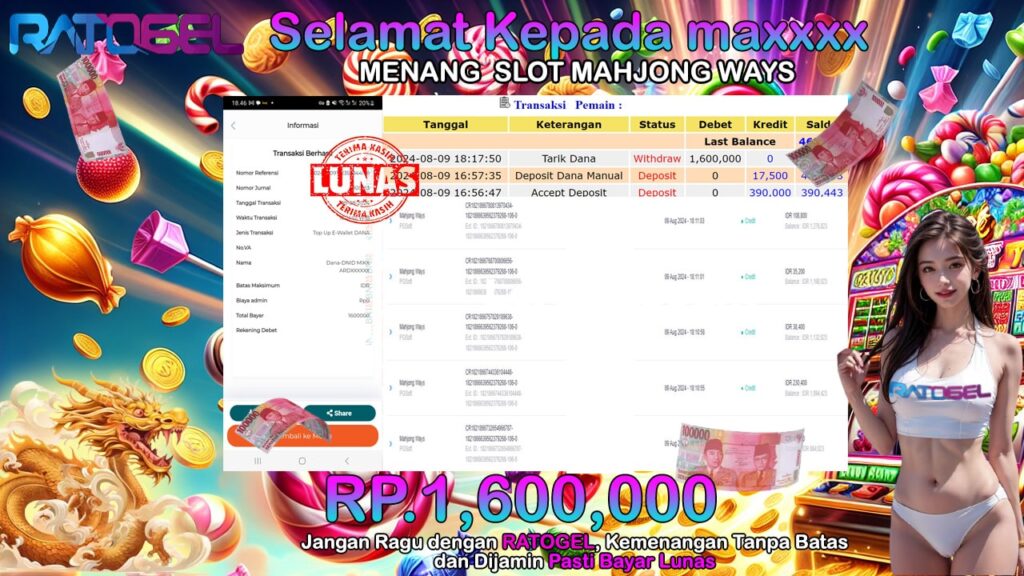 BUKTI JACKPOT SLOT  MAHJONG WAYS TERPERCAYA DI INDONESIA TGL 07-09-2024