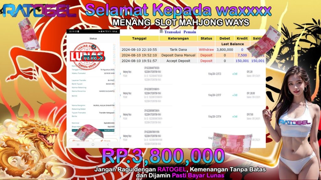 BUKTI JACKPOT SLOT MAHJONG WAYS  TERPERCAYA DI INDONESIA TGL 10-08-2024