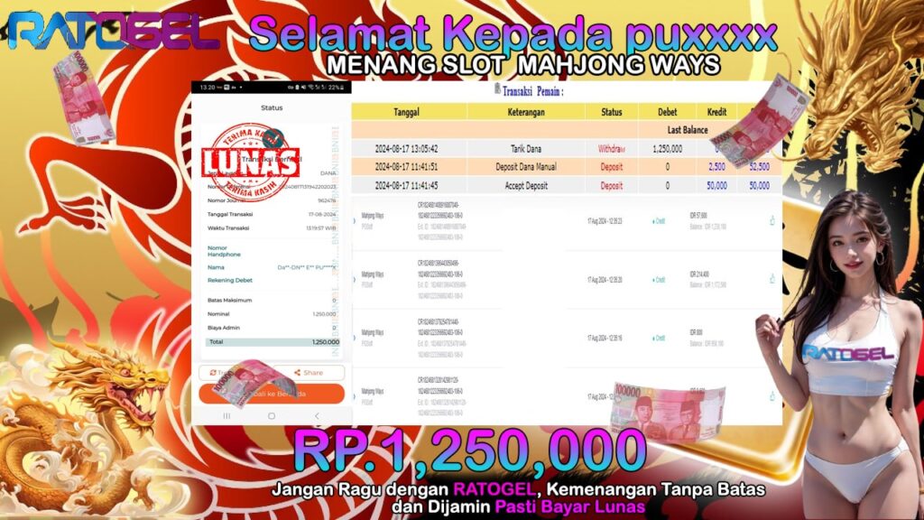 BUKTI JACKPOT SLOT MAHJONG WAYS  TERPERCAYA DI INDONESIA TGL 17-08-2024