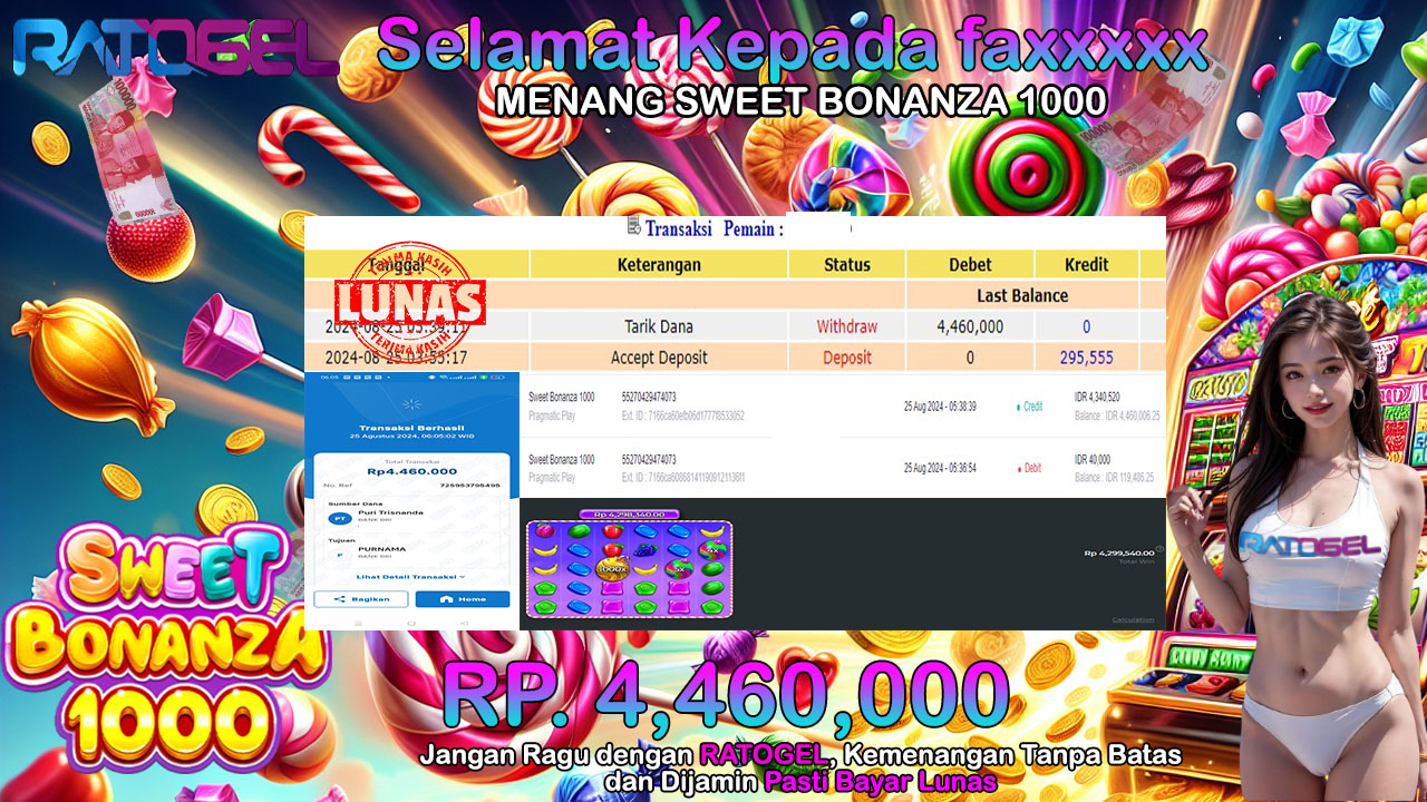 BUKTI JACKPOT SLOT SWEET BONANZA 1000 TERPERCAYA DI INDONESIA TGL 25-08-2024