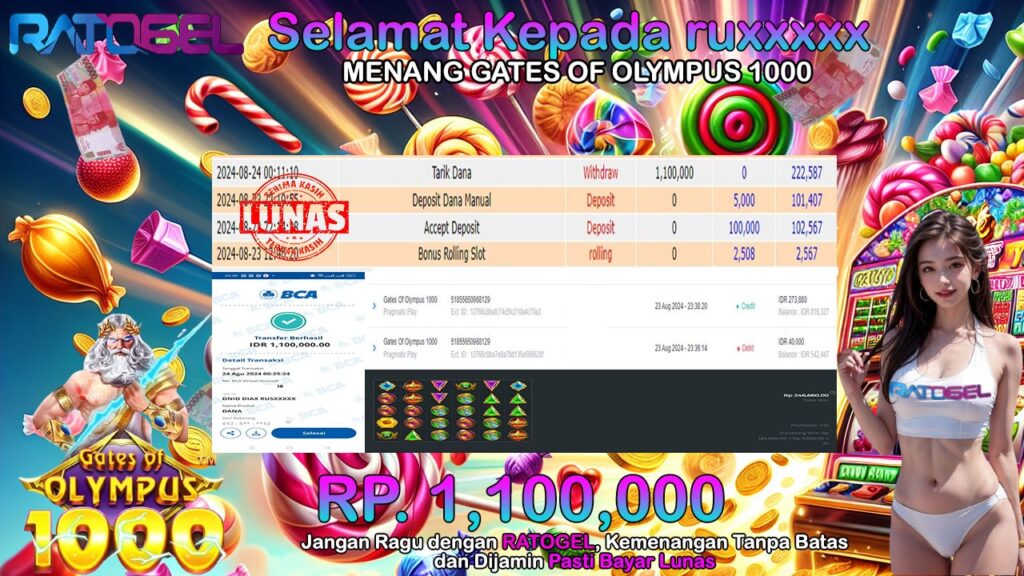 BUKTI JACKPOT SLOT GATES OF OLYMPUS 1000 TERPERCAYA DI INDONESIA TGL 24-08-2024