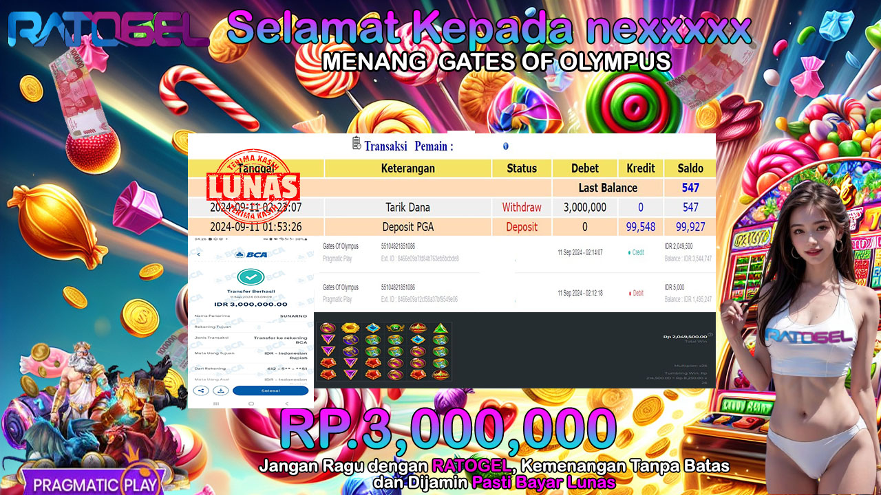 BUKTI JACKPOT SLOT GATES OF OLYMPUS TERPERCAYA DI INDONESIA TGL 11-09-2024