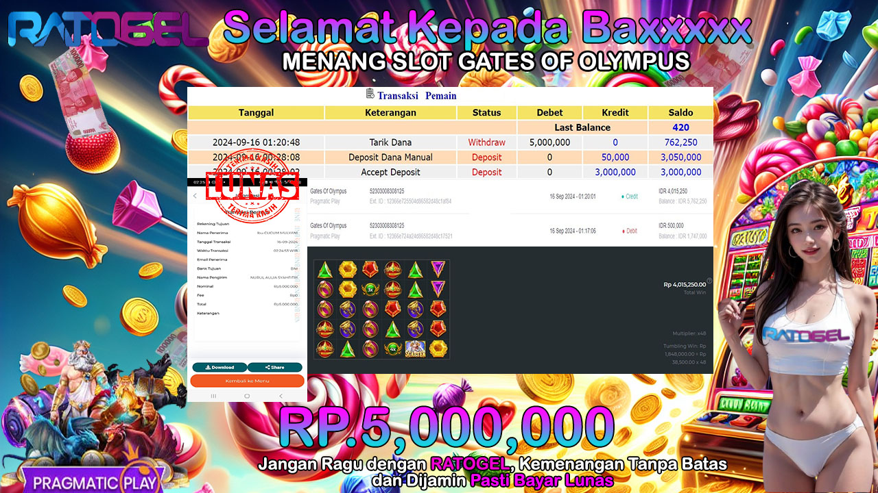 BUKTI JACKPOT SLOT GATES OF OLYMPUS TERPERCAYA DI INDONESIA TGL 16-09-2024