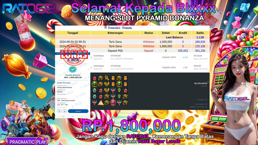 BUKTI JACKPOT SLOT PYRAMID BONANZA  TERPERCAYA DI INDONESIA TGL 04-09-2024